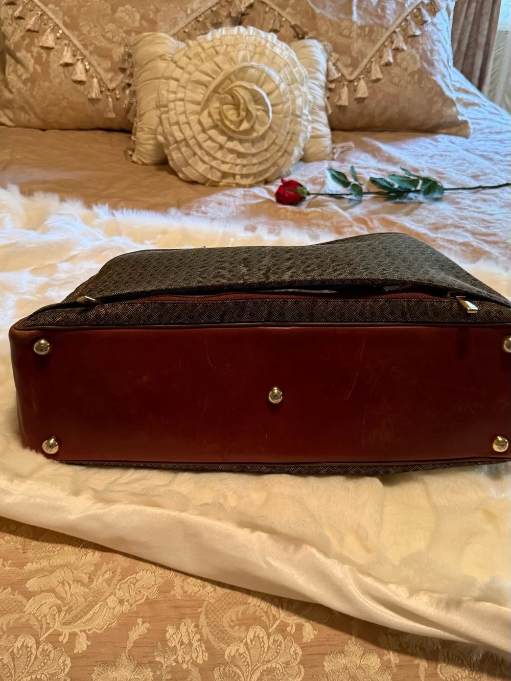 Hartmann Leather Trim Travel Tote / Laptop Bag Organizer – Very Good Condition
